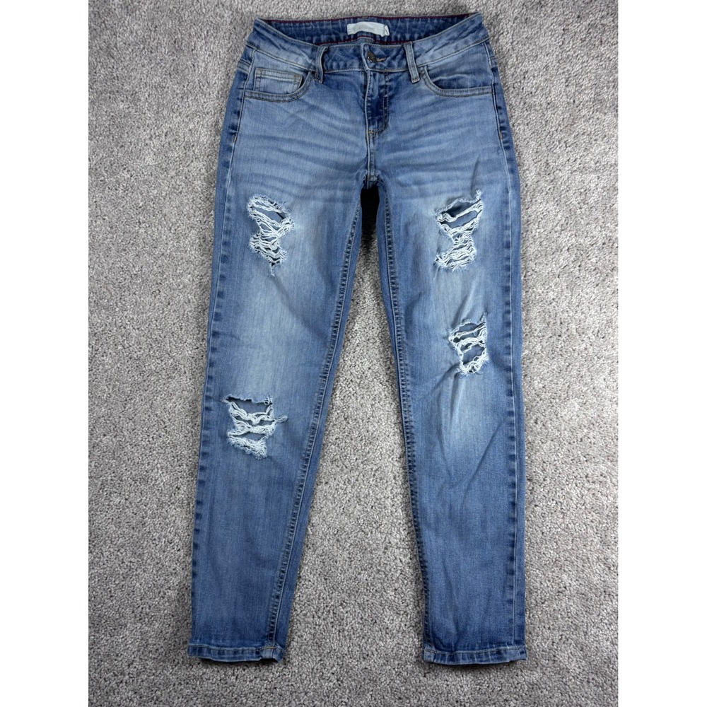 LLO Jeans Distressed Ripped Light‎ Wash Denim Skinny Jeans Womens Size 3